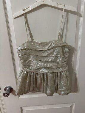 a new day Silver Metallic Peplum Cami
